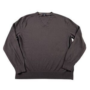 Banana Republic Sweater Mens XL Brown VNeck Silk & Cashmere Blend Pullover